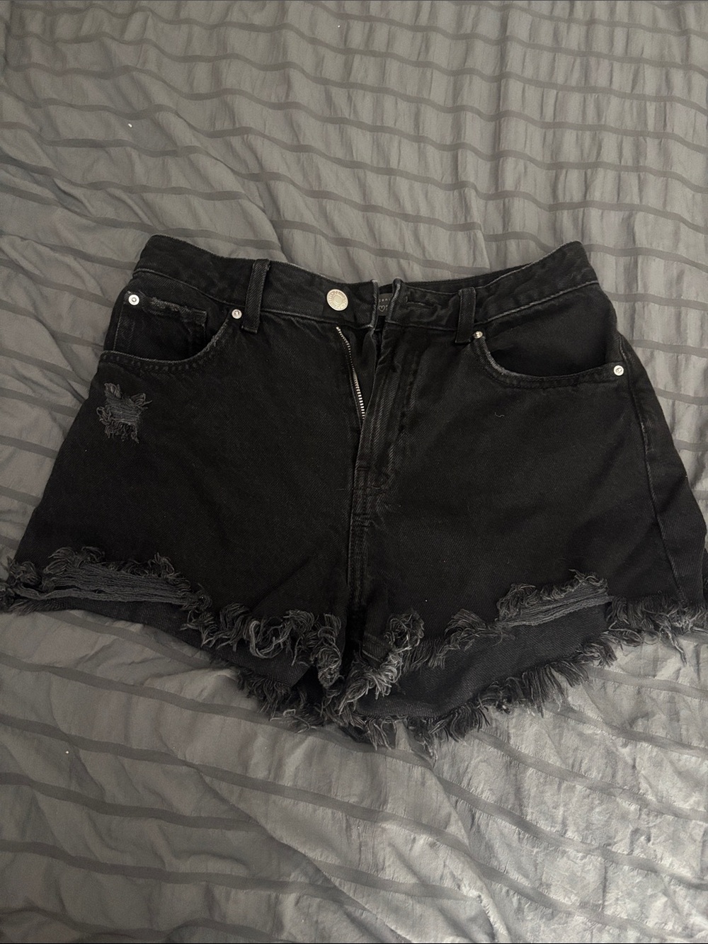 Primark Black Frayed High-Rise Denim Shorts